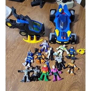 Fisher Price Imaginex Batman DC Super Heroes Friends foes car helicopter